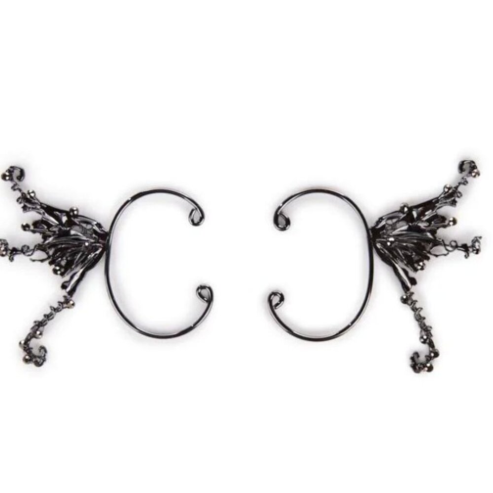 Elvish Wonder Ear Cuffs Set New Silver Black Dolls Kill